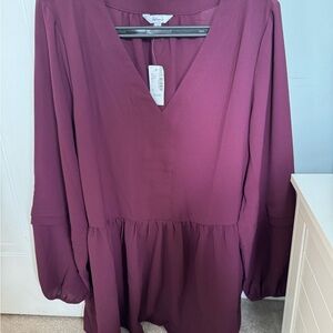 Purple V-Neck Long Sleeve Dress